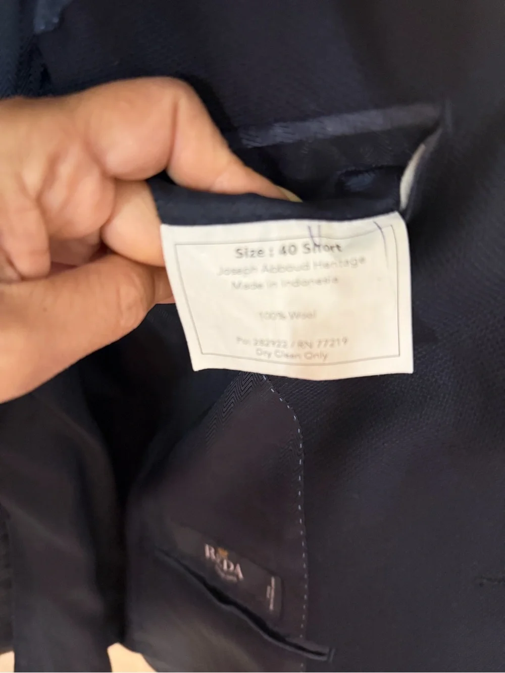 Joseph Abboud Blazer Mens 40 Reg Navy Heritage Super 110s Wool Two Metal Button